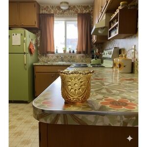 Open Sugar Yutec Amber Glass Dish By Kemple 3.5" Sawtooth Edge Discontinued EUC